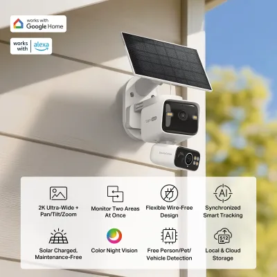 Tapo C645D Kit 2K Dual-Lens Solar Pan/Tilt Security Camera, 3-Pack