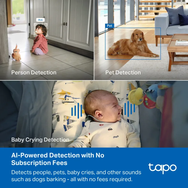 4K Ultra HD Pan/Tilt Dual-Band WiFi Indoor Security Camera, Tapo C260 RoomCam 2-Pack