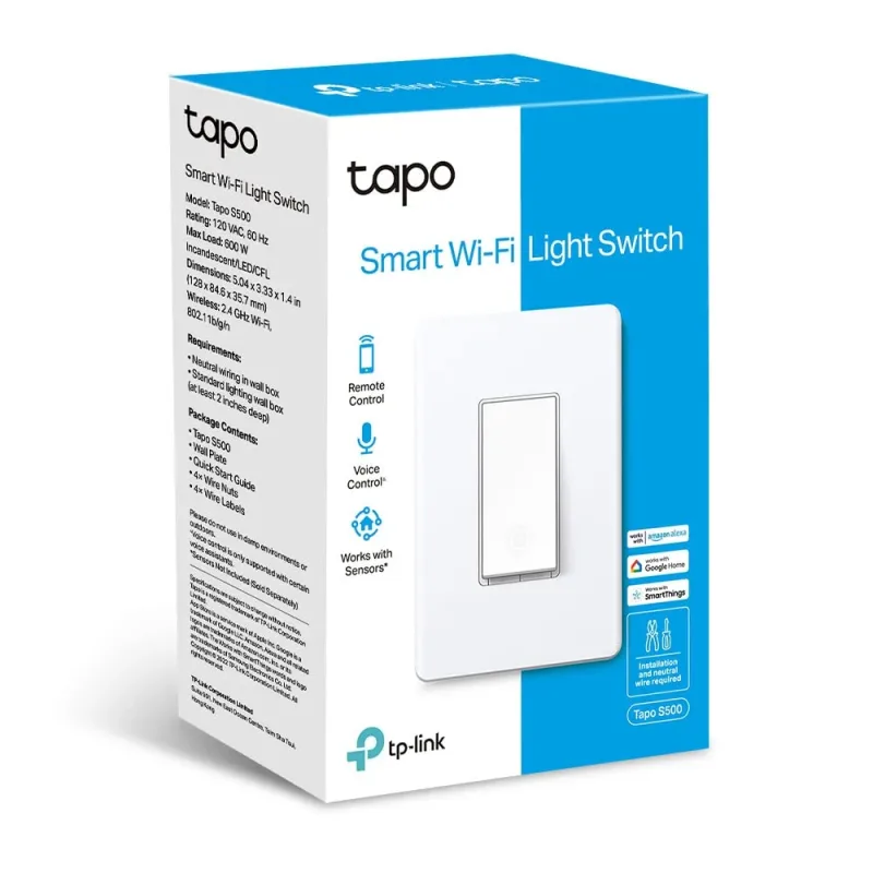 Single Pole Smart Light Switch White, Tapo S500